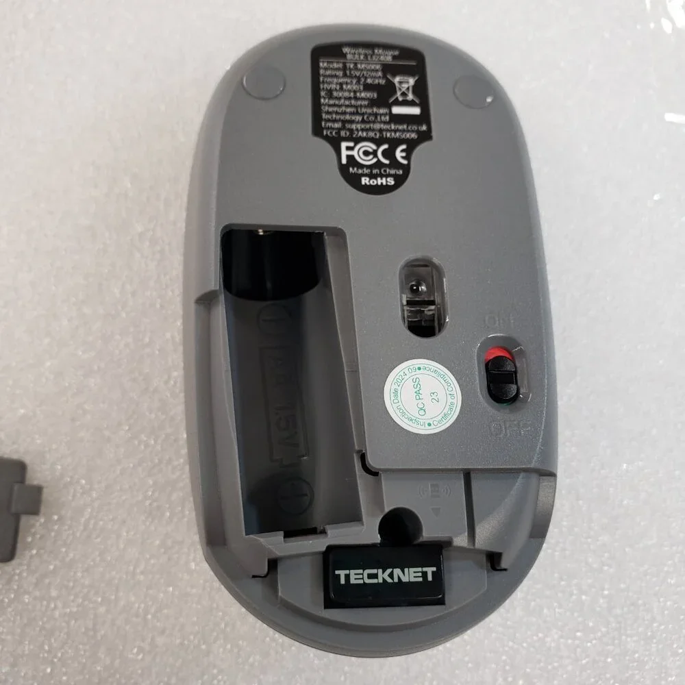 TECKNET Wireless Mouse for Laptop, 2.4GHz USB Mini Cordless Small Gray TK-MS006
